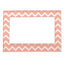 Coral and White Zig Zag Pattern. Picture Frame Magnet