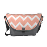 Coral and White Zig Zag Pattern. Messenger Bag