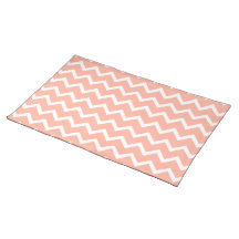 Coral and White Zig Zag Pattern. Place Mat