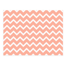 Coral and White Zig Zag Pattern. Post Cards