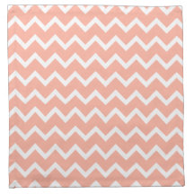Coral and White Zig Zag Pattern. Printed Napkins