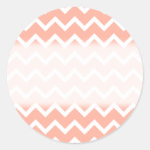Coral and White Zig Zag Pattern. Round Stickers