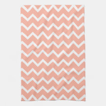 Coral and White Zig Zag Pattern. Towels