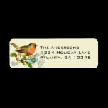 Coral & Aqua Musical Vintage Bird Return Address