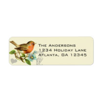 Coral & Aqua Musical Vintage Bird Return Address Return Address Labels