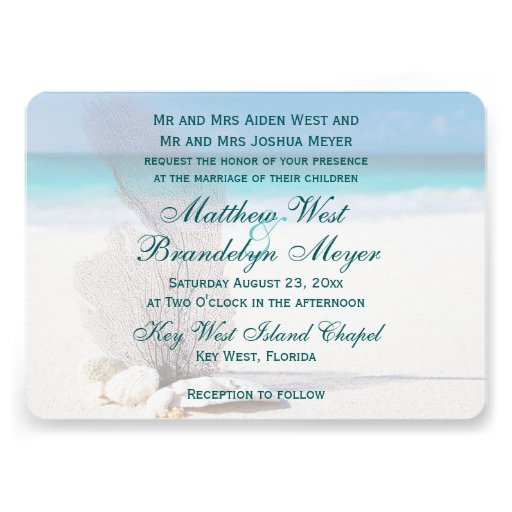 Coral Beach Destination Wedding Invitations