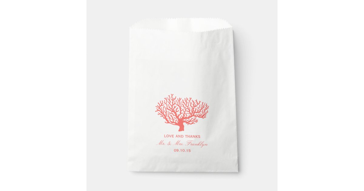 Coral Beach Wedding Favor Bag Zazzle