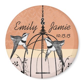 Coral Bird Cage Wedding Magnets or Customize magnet