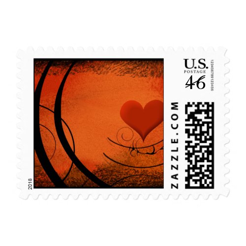 Coral & Black Heart Swirl stamp