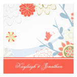 Coral Blue Green Floral Save The Date Personalized Announcement