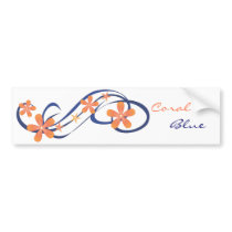 Coral Blue Tropical Design bumper stickers