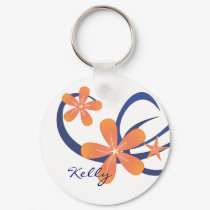 Coral Blue Tropical Design keychains by candystore Coral Blue Tropical Design keychains