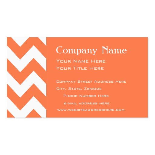 Coral Bold Chevron Monogram Business Card (back side)