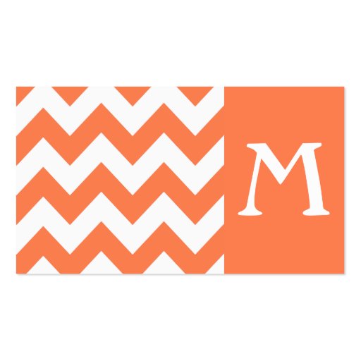 Coral Bold Chevron Monogram Business Card (front side)