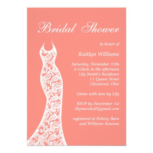 Coral Bridal Shower Invitation
