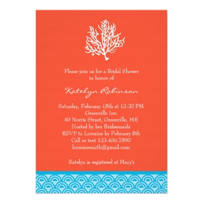 Coral Bridal Shower Invitation