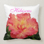 Coral Butter Hibiscus Throw Pillow