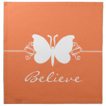 Coral Butterfly Swirls Napkins