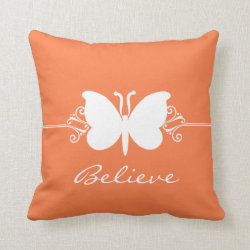 Coral Butterfly Swirls Pillow