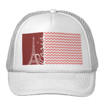 Coral Chevron Pattern; Paris Mesh Hat