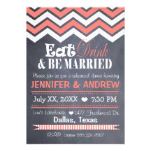 Coral Chevron Rehearsal Invitation
