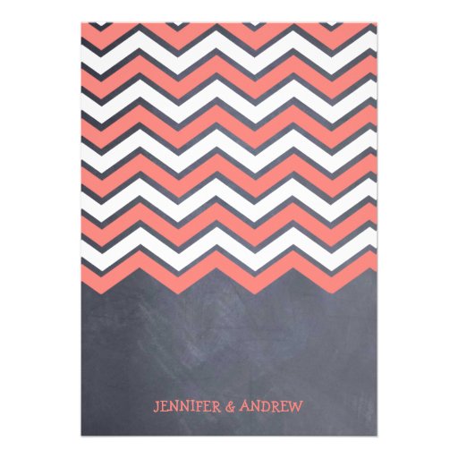 Coral Chevron Rehearsal Invitation