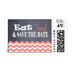 Coral Chevron Save the Date Stamps