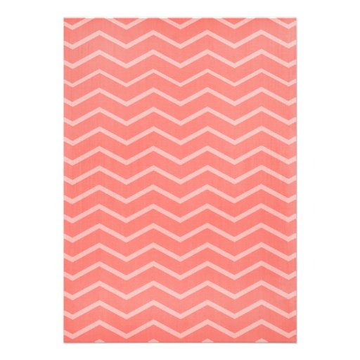 Coral Chevron Stripes Wedding Invitations