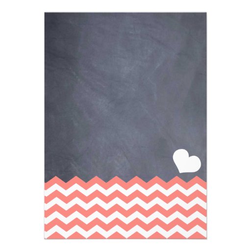 Coral Chevron Wedding Invitation
