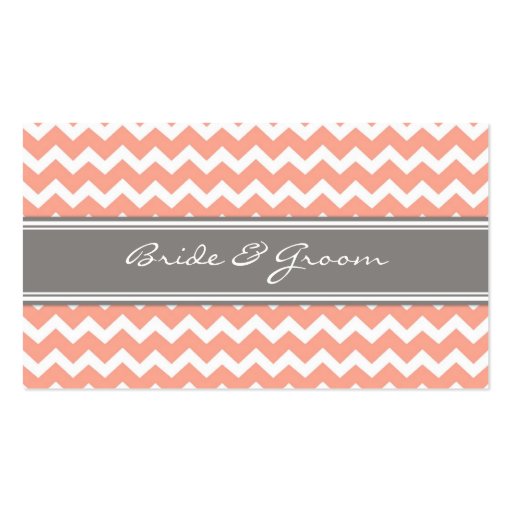 Coral Chevron Wedding Table Place Setting Cards Business Card Template (back side)