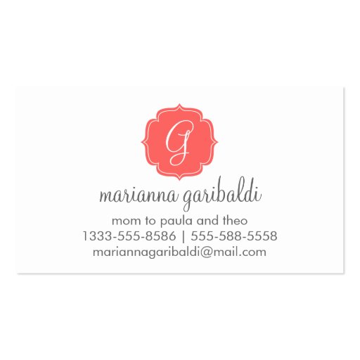 Coral Chevron Zigzag Stripes Business Card (front side)