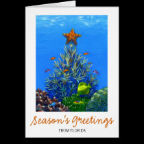 Coral Christmas Tree Card cards
