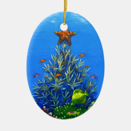 Coral Christmas Tree ornament Zazzle
