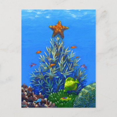 Coral Christmas Tree postcard