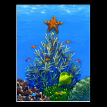 Coral Christmas Tree postcard postcards