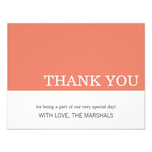Coral Color Block Wedding Thank You Cards Personalized Announcements