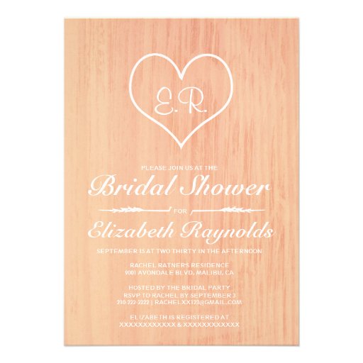 Coral Country Bridal Shower Invitations