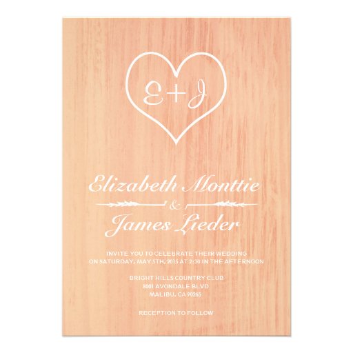 Coral Country Wedding Invitations
