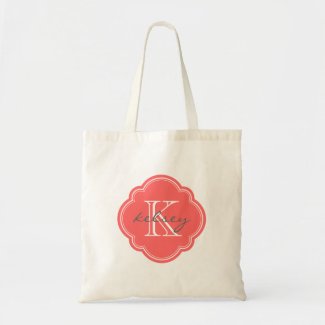 Coral Custom Personalized Monogram Canvas Bags