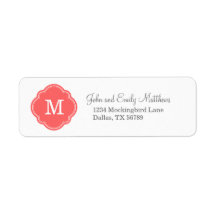 Coral Custom Personalized Monogram Return Address Label