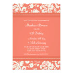 Coral Damask 90th Birthday Party Invitations
