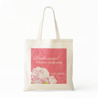 Coral Damask Peony Swirls Bridesmaid Gift Tote Bag bag