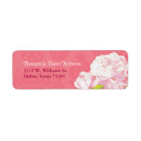 Coral Damask Peony Wedding Return Address Labels label