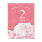 Coral Damask Peony Wedding Table Number Postcards postcard