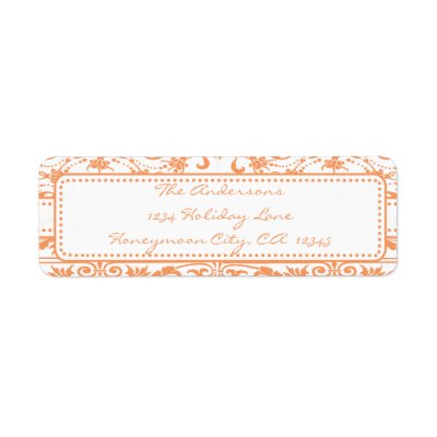 Coral Damask Swirl Dot Address Label