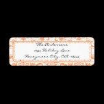 Coral Damask Swirl Dot Address Label