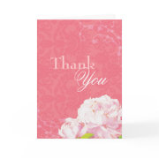 Coral Damask Swirls Peony Wedding Thank You Cards card