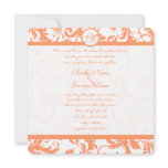 Coral Damask Wedding Invitation