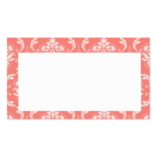 Coral Damask Wedding Wishing Well Card Business Cards (back side)