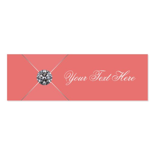 Coral Diamond Party Favor Labels Product Tags Business Cards (front side)
